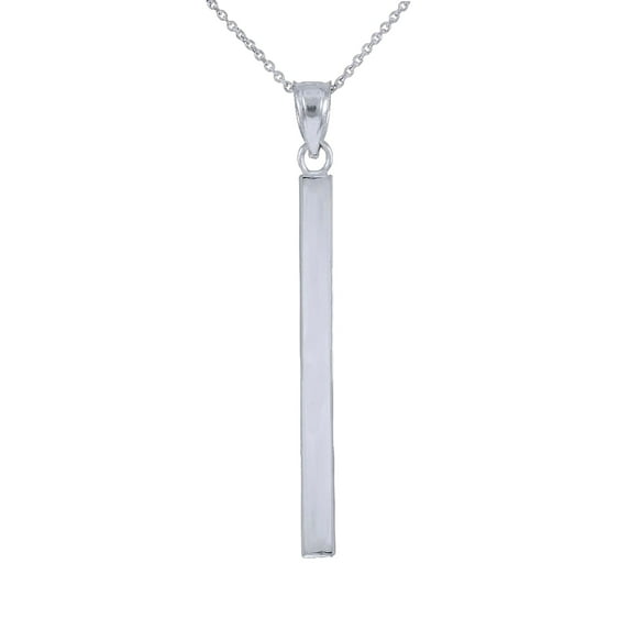 STERLING SILVER VERTICAL BAR PENDANT NECKLACE - Pendant with 18" chain