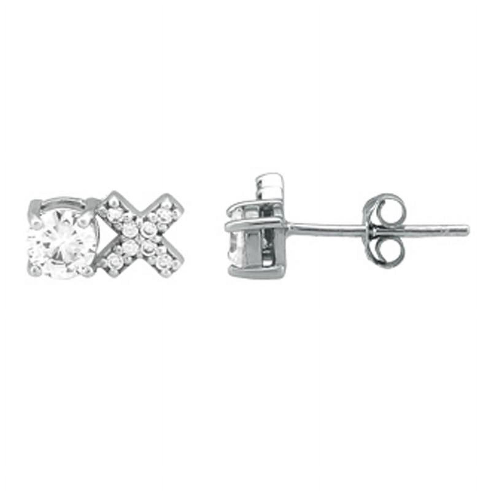 STERLING SILVER X0 CZ STUD EARRINGS
