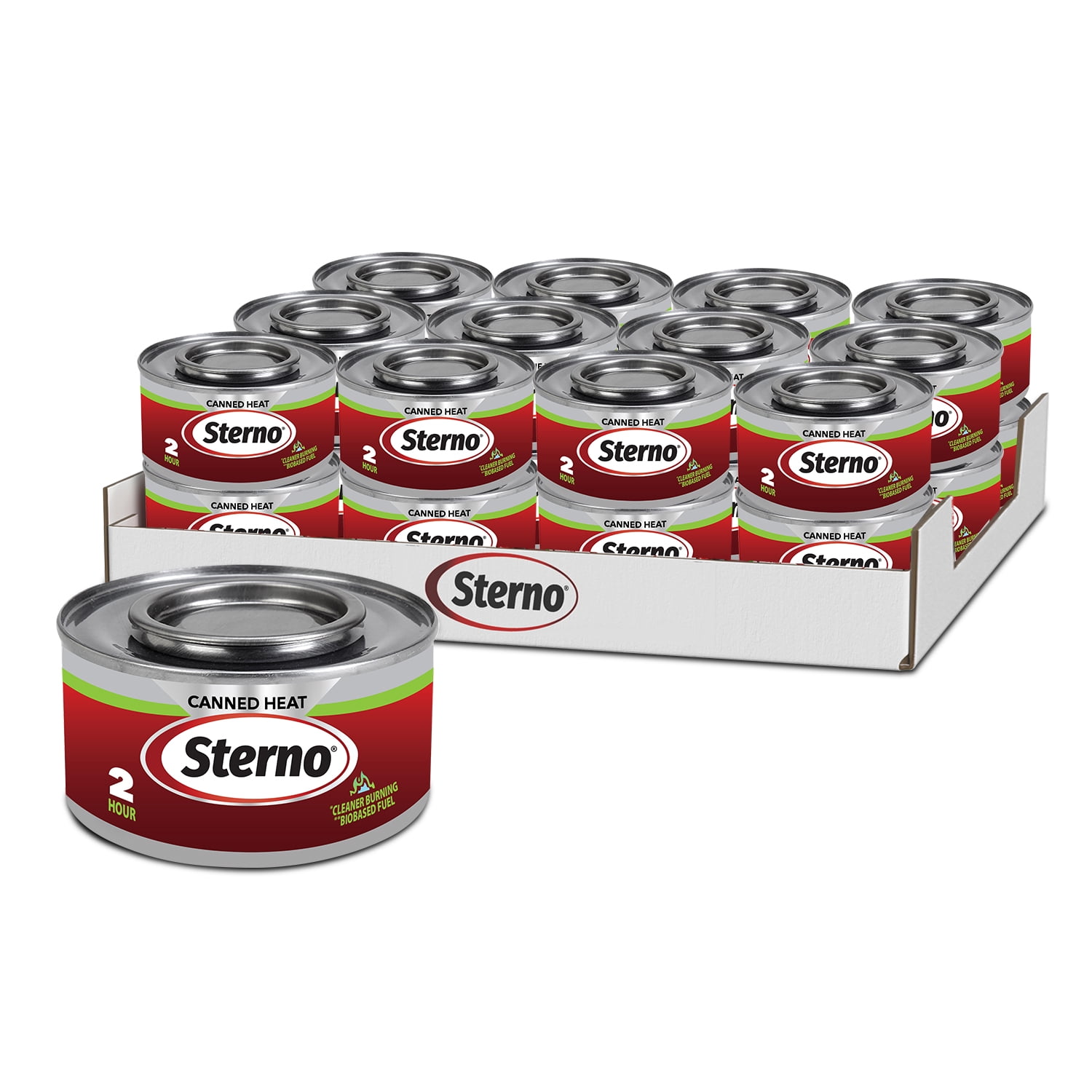 Sterno Fuel Cans - 2 Hour Burn, (24-Pack) Chafing Dish Fuel Can Burners for Food Warmer, Chafer Fuel, Green Canned Heat Ethanol