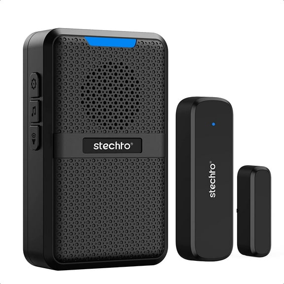 STERO Wireless Door ime, 600Ft Range 5 Adjustable Volume 1 Magnetic Door open Contact Alarm with 62 imes Mute Mode Door Plugin Receiver for /Office/Store (Black)