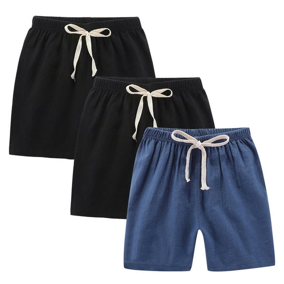 STETMN 3-Piece Kids Casual Shorts Elastic Waist Loose Fit Summer Workout Wear Pant with Pocket