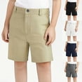 thumbnail image 1 of STETMN Boys Girls Uniform Shorts High Waist Flat Front Dress Short with Pockets for 3-16 Years, 1 of 7