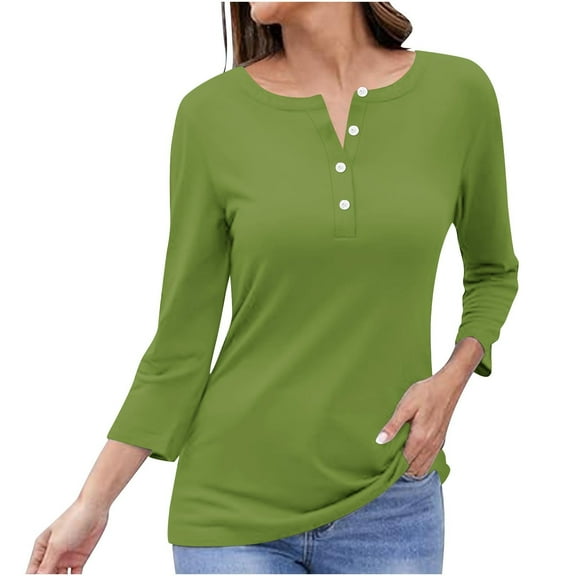 STETMN Button Down Round Neck Blouse for Women Fall Lightweight Long Sleeve Tops Casual Solid Office Shirt