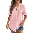 thumbnail image 1 of STETMN Button Up Shirt for Women Short Sleeve Cotton Linen Top Lightweight Summer Tops, 1 of 7