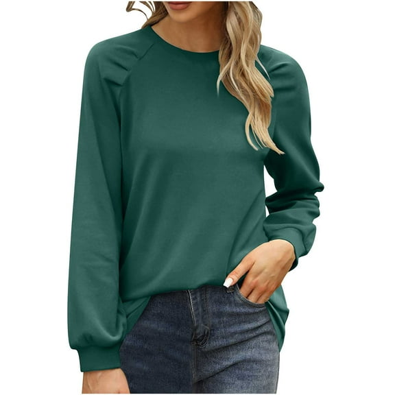 STETMN Casual Round Neck Tops for Women Lightweight Long Sleeve Plain Shirt Fall Basic Layer T-shirt
