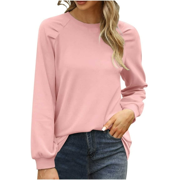 STETMN Casual Round Neck Tops for Women Lightweight Long Sleeve Plain Shirt Fall Basic Layer T-shirt