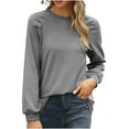 thumbnail image 1 of STETMN Casual Round Neck Tops for Women Lightweight Long Sleeve Plain Shirt Fall Basic Layer T-shirt, 1 of 7