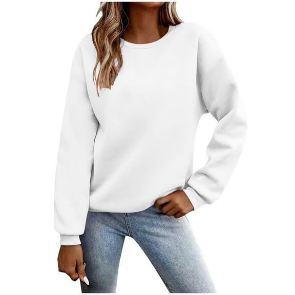 STETMN Crew Neck Sweatshirt for Women Casual Fleece Long Sleeve Top Loose Fit Fall Clothes