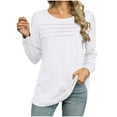 thumbnail image 1 of STETMN Crew Neck T-Shirt for Women Casual Solid Long Sleeve Shirts Fall Loose Textured Trendy Top, 1 of 8