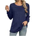 thumbnail image 1 of STETMN Crew Neck T-Shirt for Women Casual Solid Long Sleeve Shirts Fall Loose Textured Trendy Top, 1 of 8