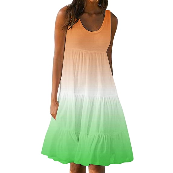 STETMN Crewneck Sundresses for Women Casual Beach Sleeveless Dress Summer Vacation Tank Dresses