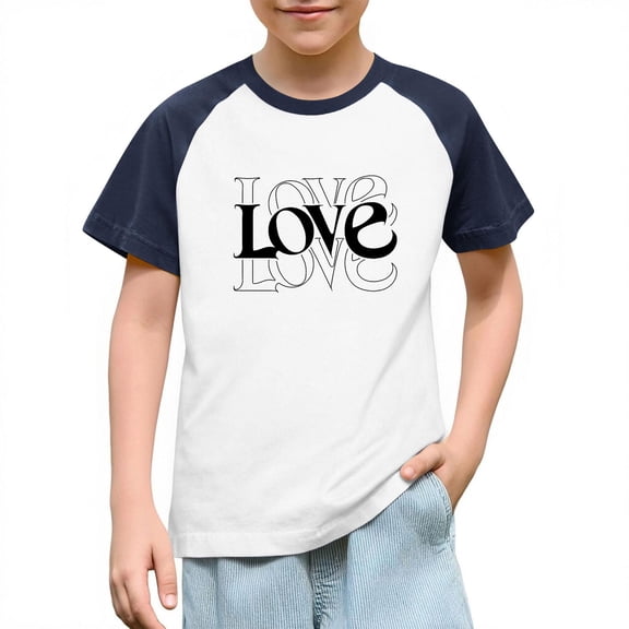 STETMN Cute Valentine's T-Shirt for Girls: Short Sleeve Love Heart Graphic Casual Blouse 3-14Y