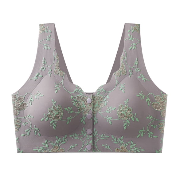 SPZTSX Daisy Wireless Bras for Older Women Front Closure Push Up Comfort Breathable Bralette