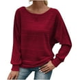 thumbnail image 1 of STETMN Fall Sweaters for Women Striped Round Neck Pullover Tops Loose Long Sleeve Casual Blouses, 1 of 8