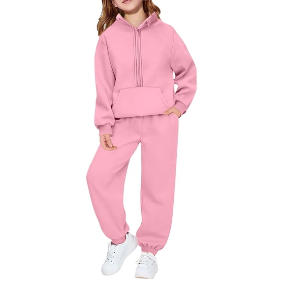 STETMN Girls Baggy Fit Sweatsuit Set Half Zip Sweatshirt and Loose Joggers Soft Comfy Lounge Spring Outfits