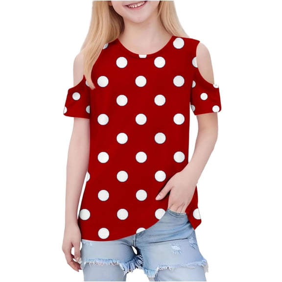 STETMN Girls' Cute Summer T-Shirt: Funny Print Short Sleeve Casual Top for Going Out, Sizes 3-12Y