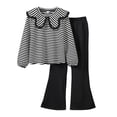 thumbnail image 1 of STETMN Girls Sring Casual Sets Striped Print Top Collar Baggy Flare Pant Fall Winter Trendy Outfit Little Girl Clothes, 1 of 5