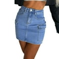 thumbnail image 1 of STETMN High Stretchy Mini Skort Skirt for Women,Low Waist Denim Skort Shorts with Pockets, 1 of 5