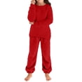 thumbnail image 1 of STETMN Kids Girls Two Piece Warm Outfit Polar Fleece Sweatshirt Baggy Sweatpants Soft Comfy Lounge Set, 1 of 7