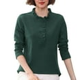 thumbnail image 1 of STETMN Layer Tops for Women Long Sleeve Crew Neck Tee Lettuce Trim Casual Spring Shirt Basic Soft Top, 1 of 6