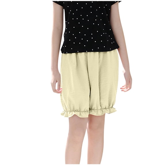 STETMN Little Girls Ruffle Shorts Pumpkin Bloomers Shorts Knee Length Kids Dancewear Short