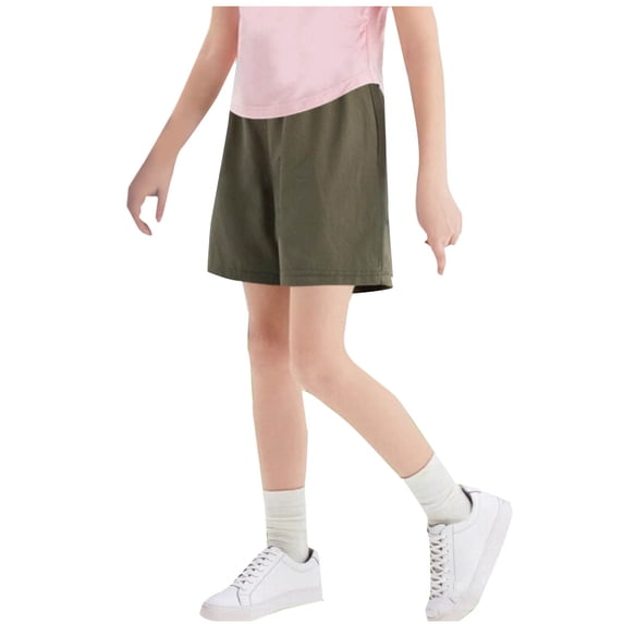 STETMN Little Girls Running Shorts Loose Elastic Waist Summer Short Dry Fit Athletic Solid Shorts