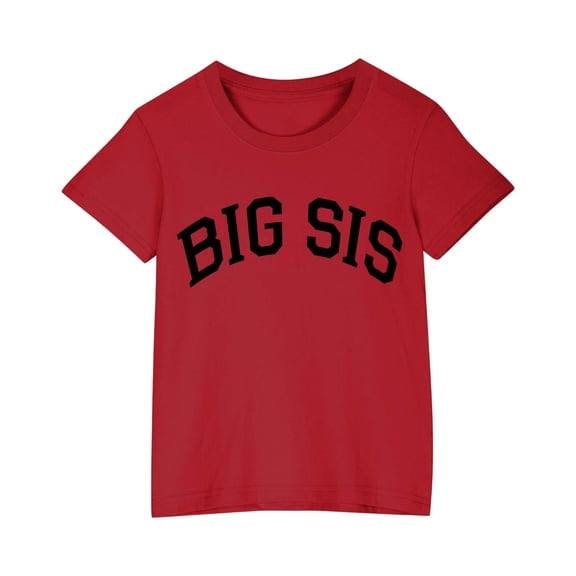 STETMN Little Girls Short Sleeve Tops BIG SIS Letter Print Tee Casual Summer T-Shirt for 3-10Y