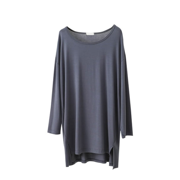 STETMN Long Sleeve Top for Women Oversized Crew Neck Shirt Casual Flowy Hem Layer T-Shirt