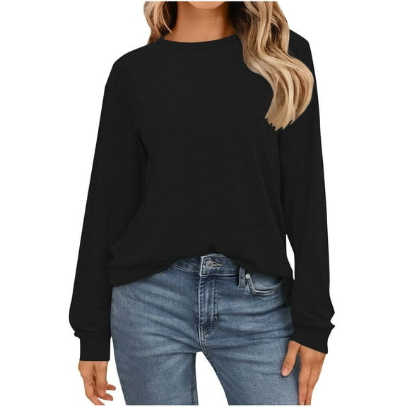STETMN Long Sleeve Tops for Women Loose Crewneck Shirts Casual Fall Basic Pullover Tee