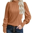 thumbnail image 1 of STETMN Mock Neck Tops for Women Ribbed Knit Puff Sleeve Shirts Casual Trendy Plain Pullover Sweater, 1 of 5