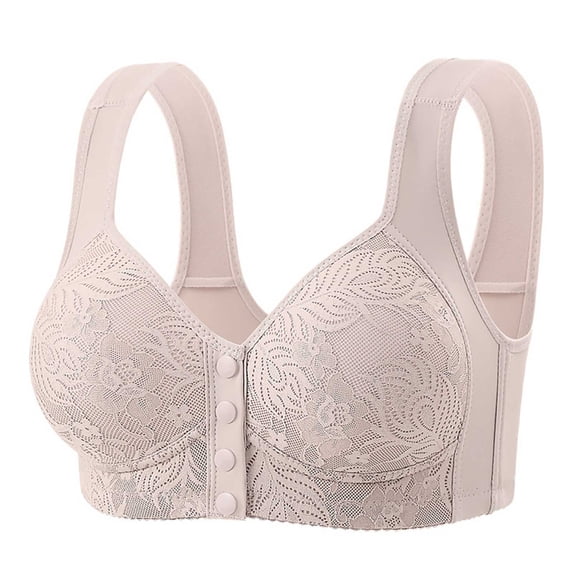 STETMN Older Womens Wireless Front Closure Everyday Bra Vest Style Lace Full Coverage Supportive Comfortable Senior Bra