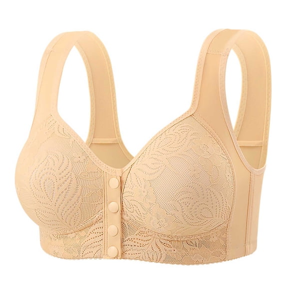 STETMN Older Womens Wireless Front Closure Everyday Bra Vest Style Lace Full Coverage Supportive Comfortable Senior Bra