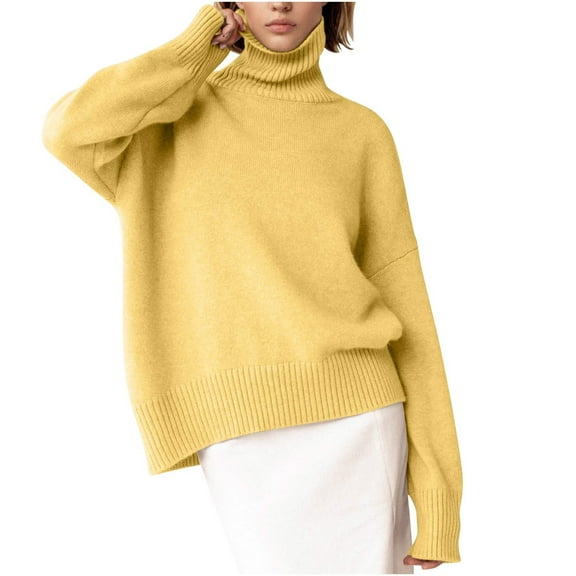 STETMN Oversized Sweater for Women Turtleneck Chunky Long Sleeve Knitted Pullover Fall Loose Jumper Top