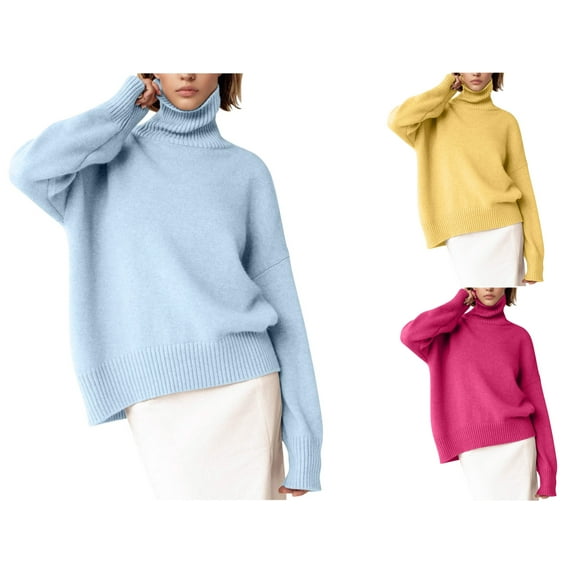 STETMN Oversized Sweater for Women Turtleneck Chunky Long Sleeve Knitted Pullover Fall Loose Jumper Top