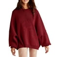 thumbnail image 1 of STETMN Oversized Sweaters for Women Casual Crewneck Batwing Sleeve Top Side Slit Pullover Jumper, 1 of 5
