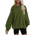 thumbnail image 1 of STETMN Plus Size Drop Shoulder Sweatshirts for Women Fall Lantern Sleeve Side Slit Comfy Pullover Top, 1 of 6