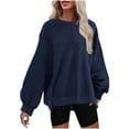 thumbnail image 1 of STETMN Plus Size Drop Shoulder Sweatshirts for Women Fall Lantern Sleeve Side Slit Comfy Pullover Top, 1 of 6
