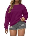 thumbnail image 1 of STETMN Plus Size Solid Sweatshirt for Women Comfy Crewneck Pullover Shirt Loose Long Sleeve Fall Clothes, 1 of 6