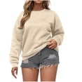 thumbnail image 1 of STETMN Plus Size Solid Sweatshirt for Women Comfy Crewneck Pullover Shirt Loose Long Sleeve Fall Clothes, 1 of 7