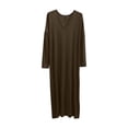 thumbnail image 1 of STETMN Soft Sleepshirt for Women 3/4 Sleeve Solid Long Dress V Neck Loungewear Nightgown, 1 of 6