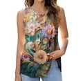 thumbnail image 1 of STETMN Summer Loose Tank Top for Women Beachwear Boho Print Ruched Tee Sleeveless Casual Tunic Tops, 1 of 5