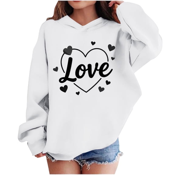 STETMN Teen Girls Hoodie Sweatshirt Cute Heart Letter Print Pullover Top Spring Casual Long Sleeve Tee for 3-14Y