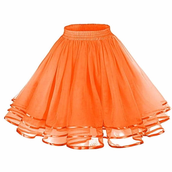 STETMN Tulle Tutu Skirt for Women Elastic Waist 50s Petticoat Skirt Dancewear Puffy Ruffle Underskirts