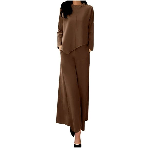 STETMN Two Piece Skirt Sets for Women Irregular Hem Long Sleeve Top Flowy Midi Skirt Elegant Business Outfit