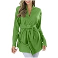 thumbnail image 1 of STETMN V Neck Wrap Top for Women Casual Tie Front Tunic T-Shirt Loose Elegant Long Sleeve Shirt, 1 of 5