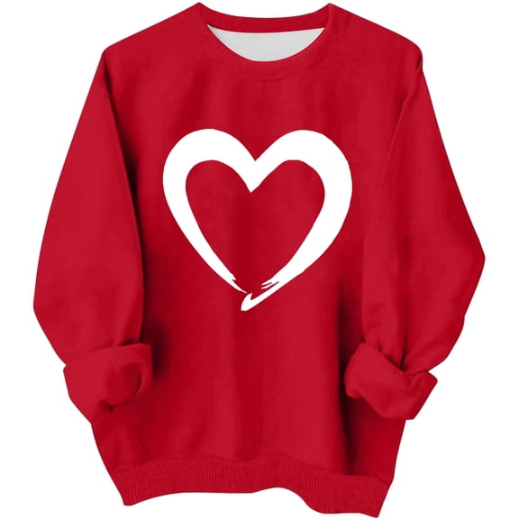 STETMN Valentine's Day Sweatshirt for Girls Cute Love Heart Graphic Pullover Crewneck Long Sleeve Casual Tops Red Shirt 1-15Y