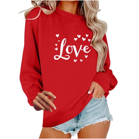 STETMN Valentine's Sweatshirt for Women Love Print Casual Top Oversized Long Sleeve Pullover Tops