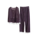 thumbnail image 1 of STETMN Velour Pajamas Sets for Women Button Crewneck Top and Pants Velvet Winter Soft Outfits, 1 of 8