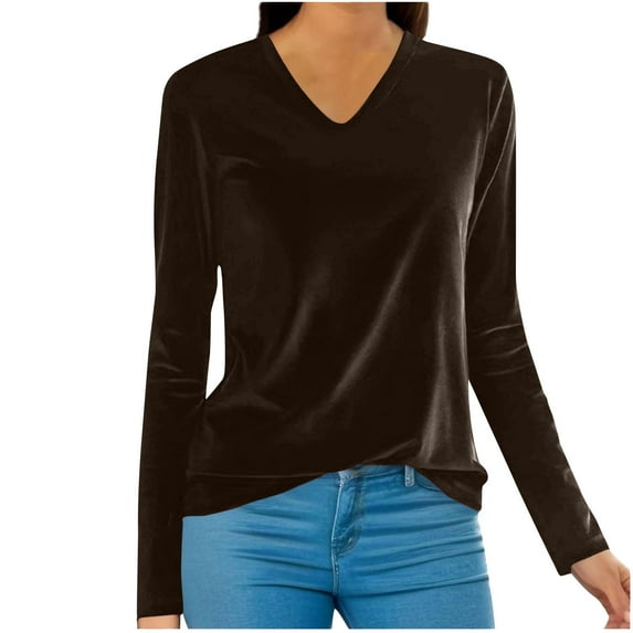 STETMN Velvet Tops for Women's Long Sleeves Sweetheart Neck Blouse