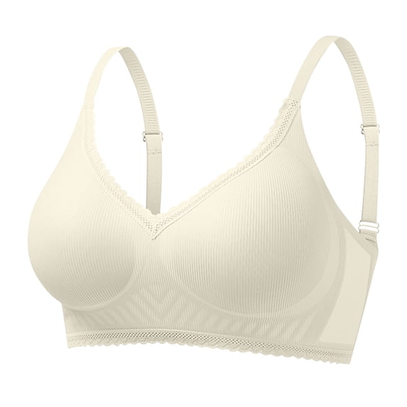 SPZTSX Wirefree Seamless V Neck T Shirt Bra for Women Comfortable Push Up Breathable Bralette with Adjustable Straps Everyday Wear